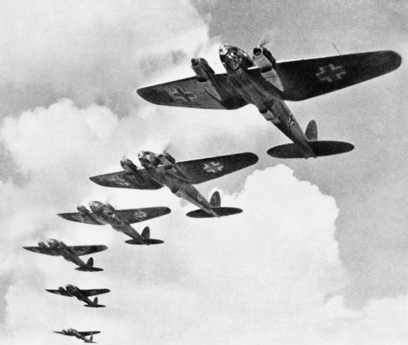 Heinkel He 111 bombers during the Battle of Britain, Wikipedia, Public Domain