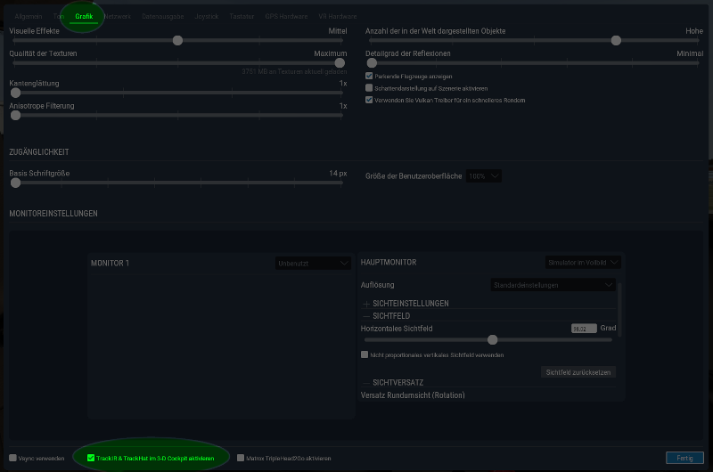 TrackIR-Einstellung in X-Plane